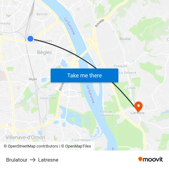 Brulatour to Latresne map