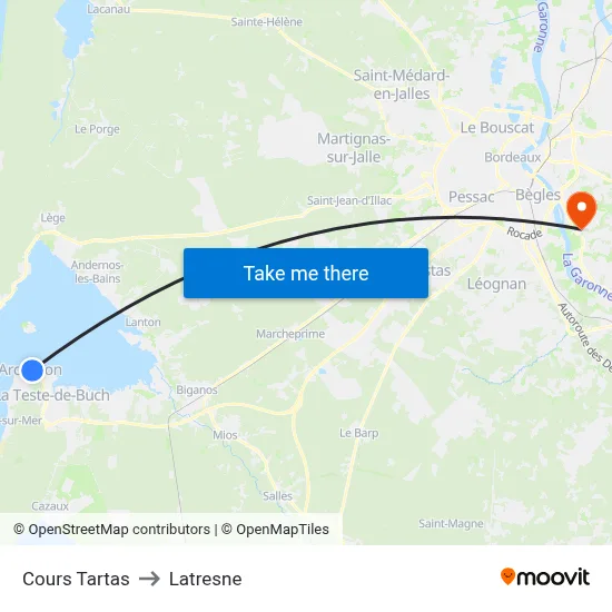 Cours Tartas to Latresne map