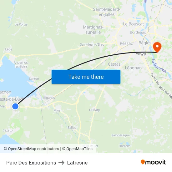 Parc Des Expositions to Latresne map