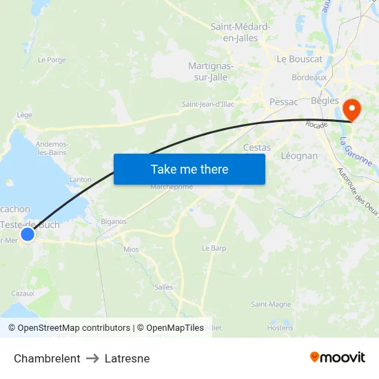 Chambrelent to Latresne map