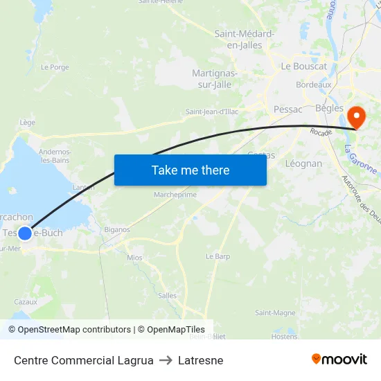 Centre Commercial Lagrua to Latresne map