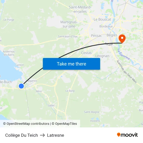 Collège Du Teich to Latresne map