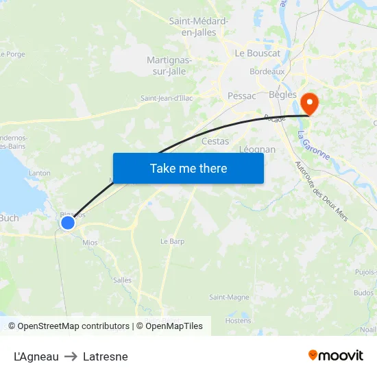 L'Agneau to Latresne map