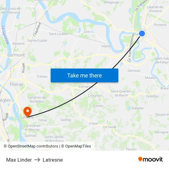 Max Linder to Latresne map