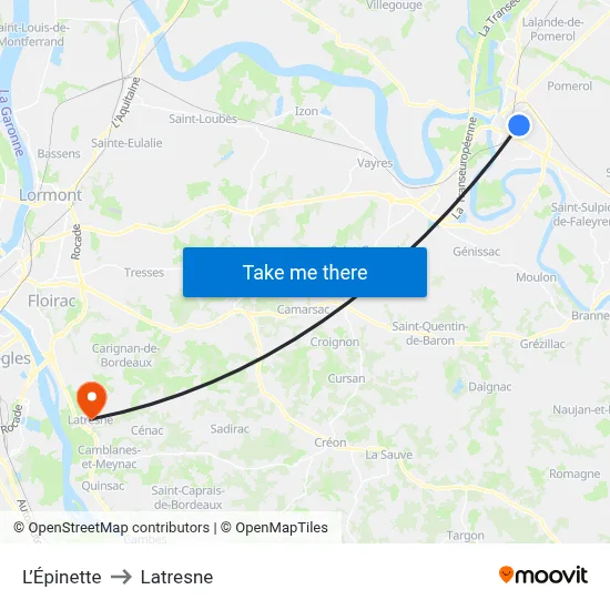 L’Épinette to Latresne map