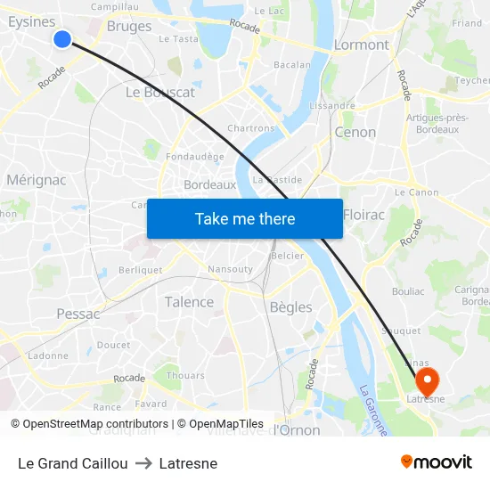 Le Grand Caillou to Latresne map
