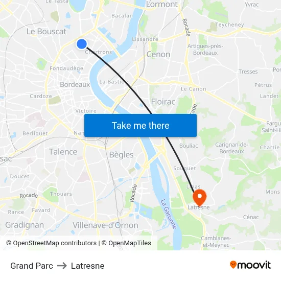 Grand Parc to Latresne map