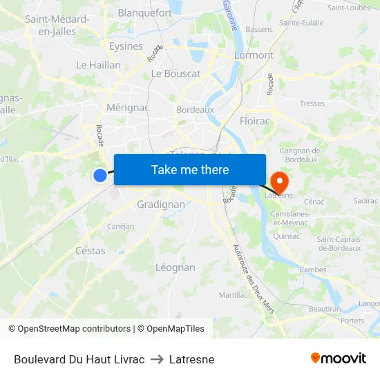 Boulevard Du Haut Livrac to Latresne map