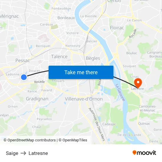 Saige to Latresne map