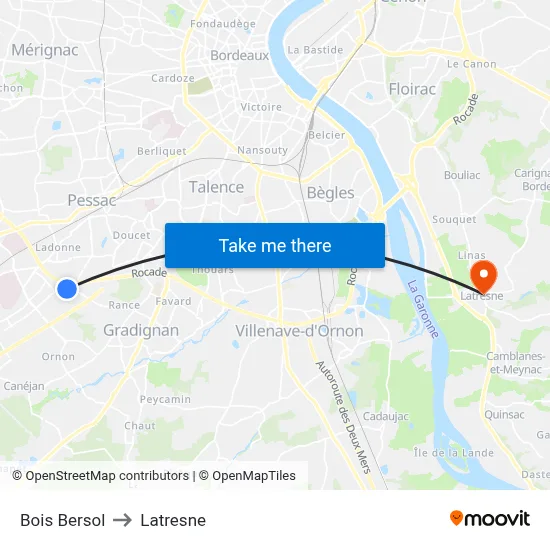 Bois Bersol to Latresne map