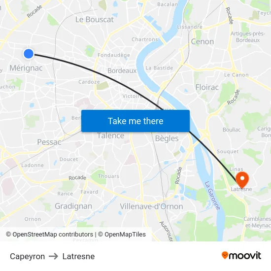 Capeyron to Latresne map