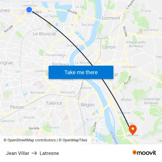 Jean Villar to Latresne map