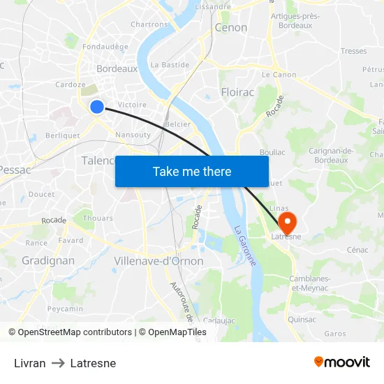 Livran to Latresne map