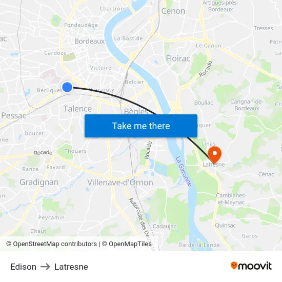 Edison to Latresne map