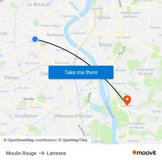 Moulin Rouge to Latresne map