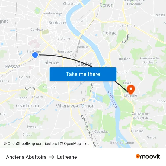 Anciens Abattoirs to Latresne map