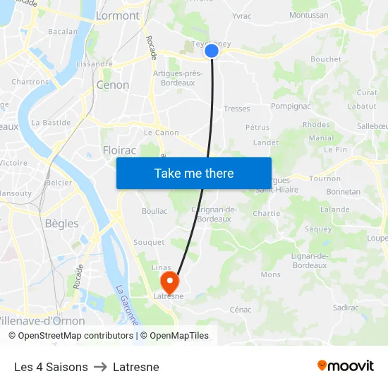 Les 4 Saisons to Latresne map