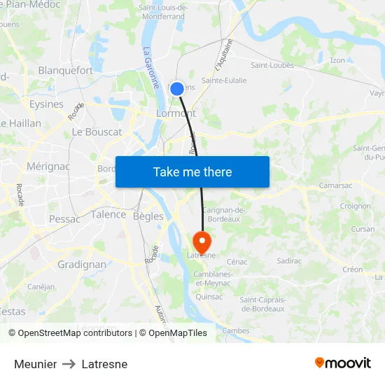 Meunier to Latresne map