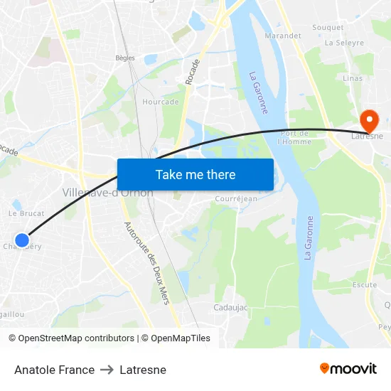 Anatole France to Latresne map