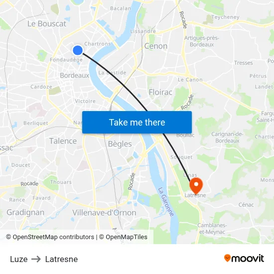 Luze to Latresne map