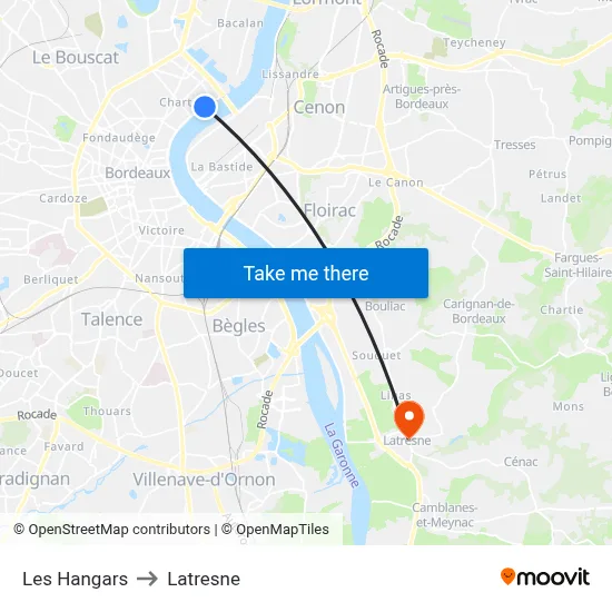 Les Hangars to Latresne map