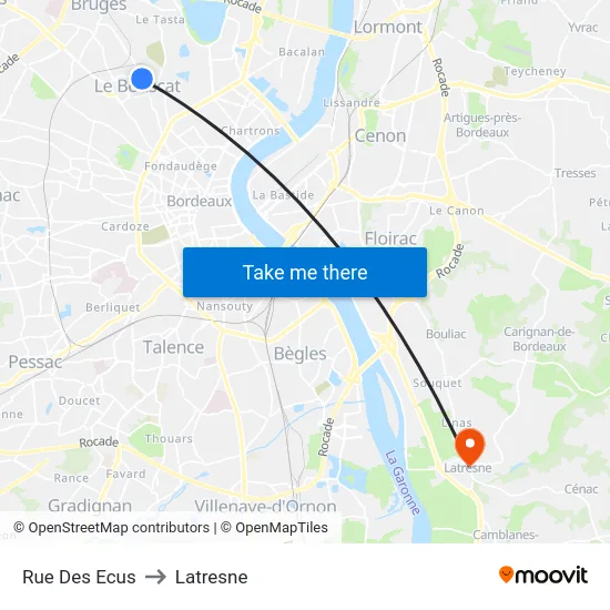 Rue Des Ecus to Latresne map