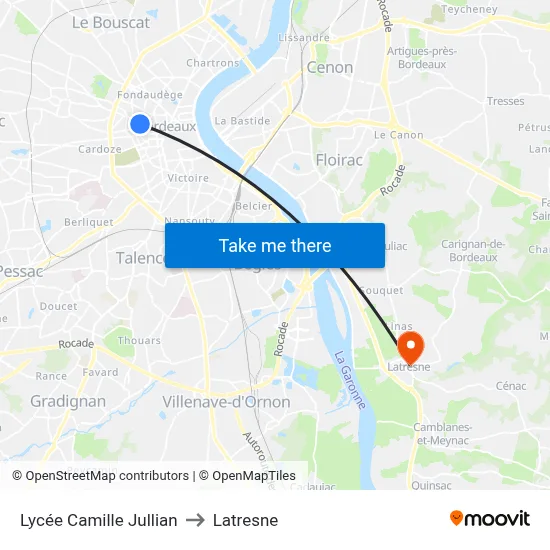 Lycée Camille Jullian to Latresne map