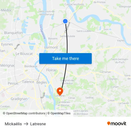 Mickaëlis to Latresne map