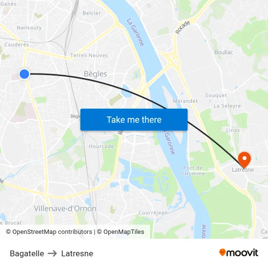 Bagatelle to Latresne map