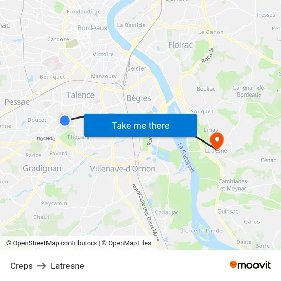 Creps to Latresne map