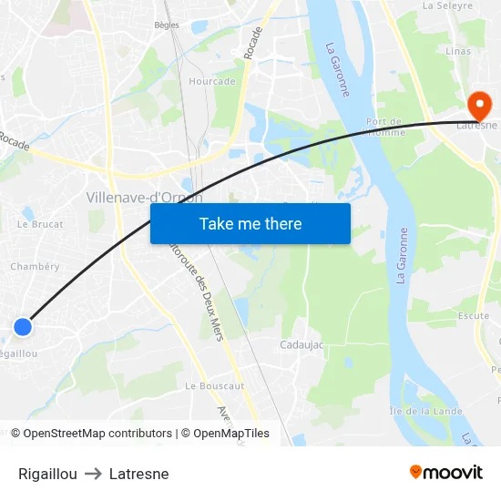 Rigaillou to Latresne map