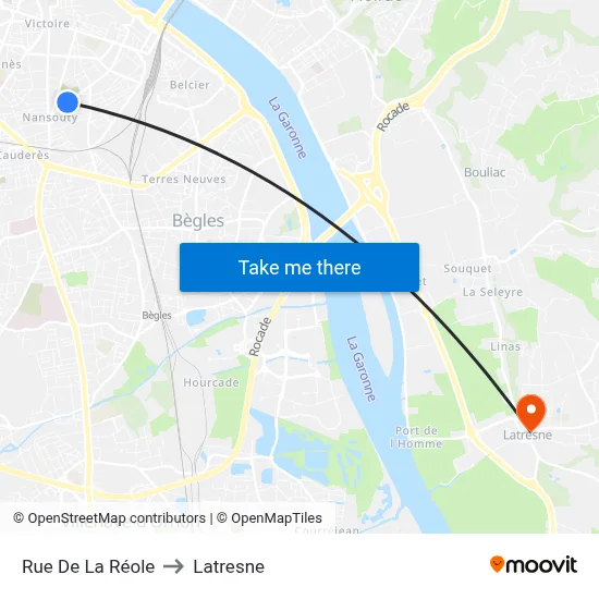 Rue De La Réole to Latresne map