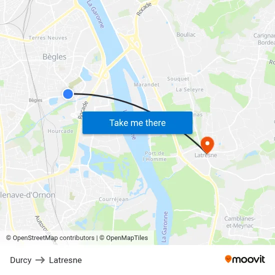 Durcy to Latresne map