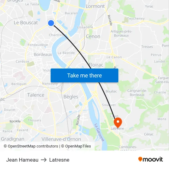 Jean Hameau to Latresne map