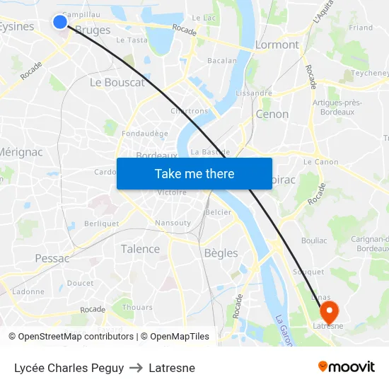 Lycée Charles Peguy to Latresne map