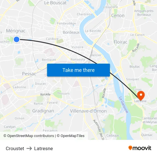 Croustet to Latresne map