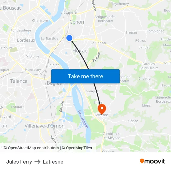 Jules Ferry to Latresne map