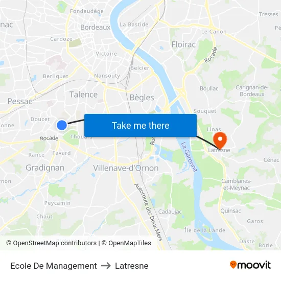 Ecole De Management to Latresne map
