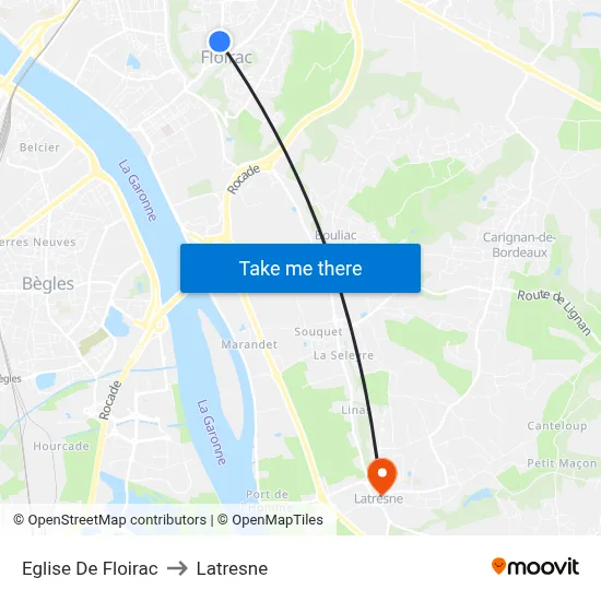 Eglise De Floirac to Latresne map