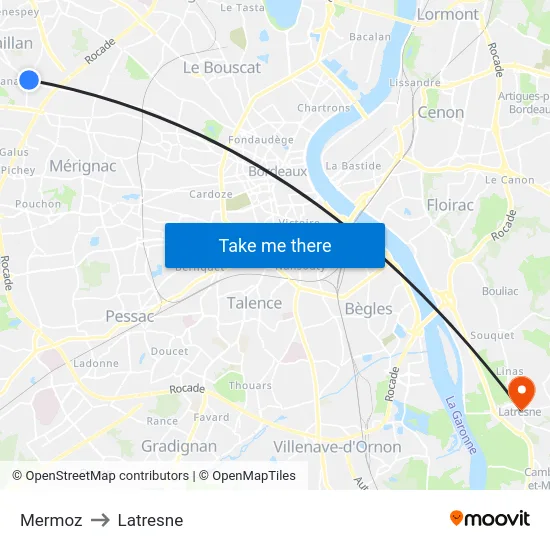Mermoz to Latresne map