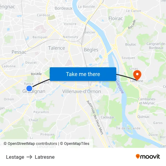 Lestage to Latresne map