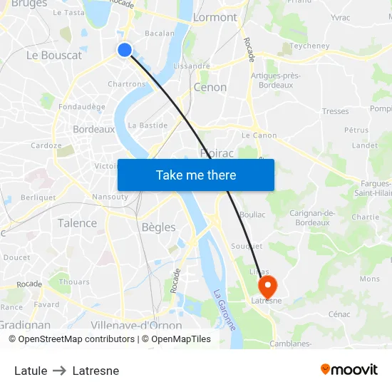 Latule to Latresne map