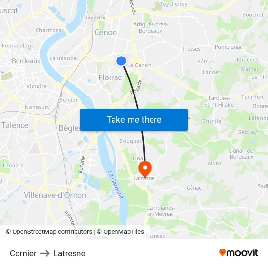 Cornier to Latresne map