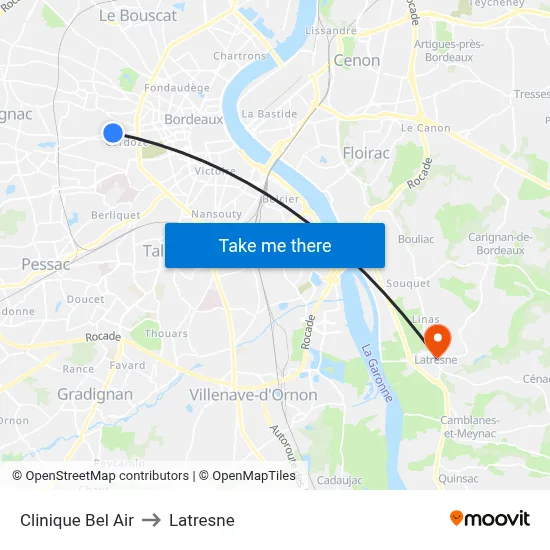 Clinique Bel Air to Latresne map