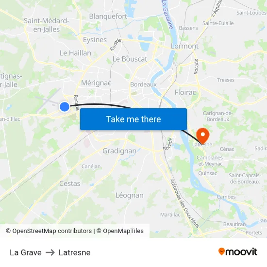 La Grave to Latresne map