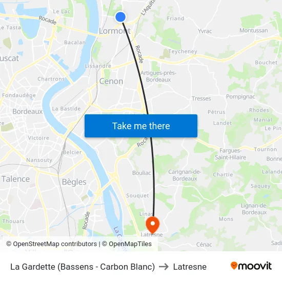La Gardette (Bassens - Carbon Blanc) to Latresne map