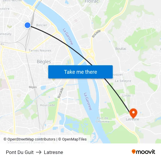 Pont Du Guit to Latresne map