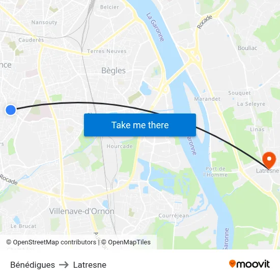 Bénédigues to Latresne map