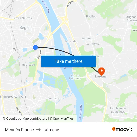 Mendès France to Latresne map