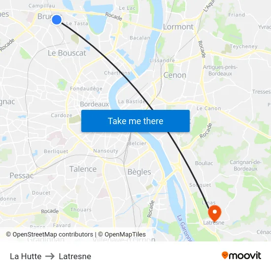 La Hutte to Latresne map